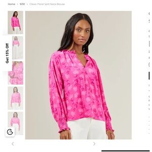 Sugarlips Fuchsia Floral Blouse XL in excellent condition